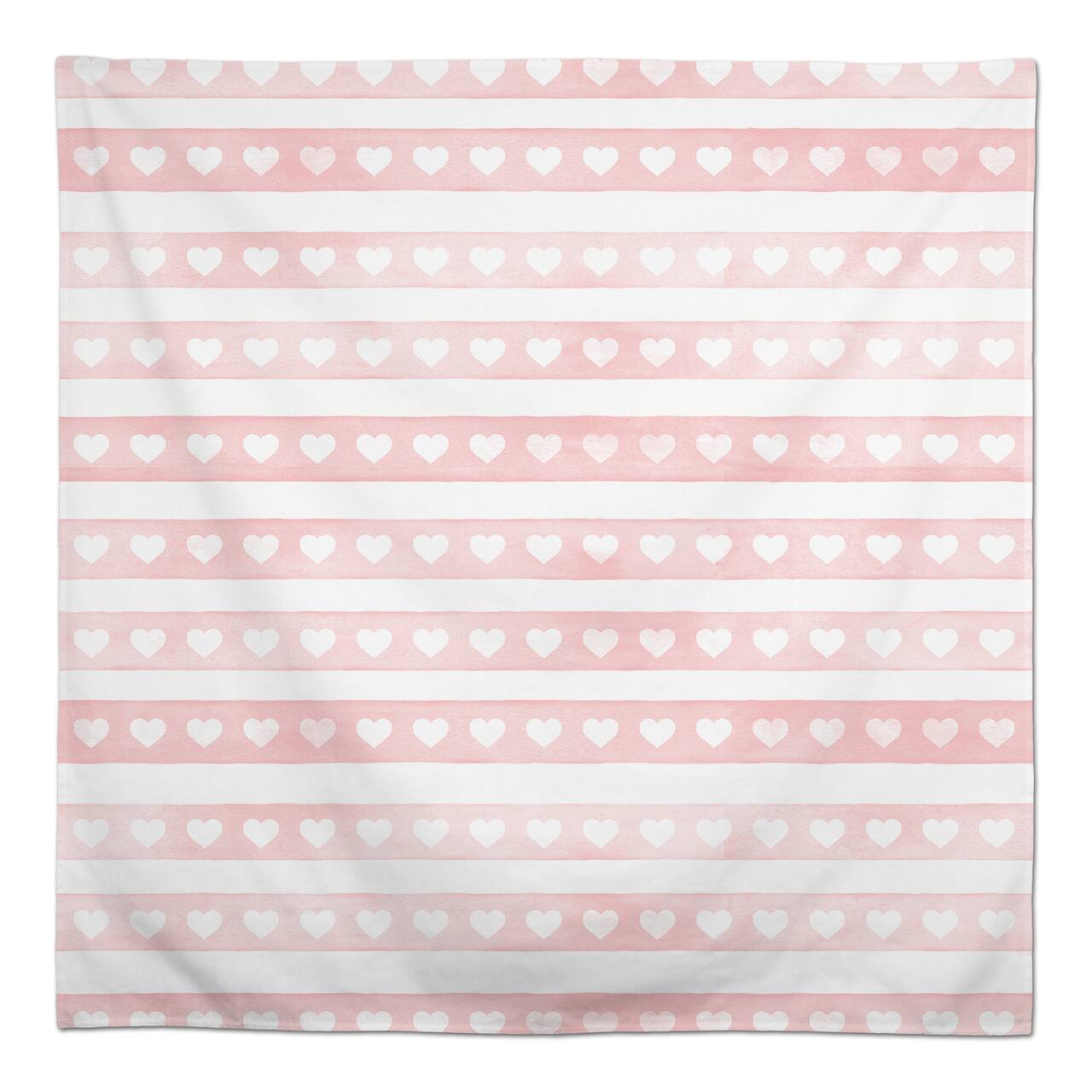 58&#x22; Simple Watercolor Stripe Heart Tablecloth